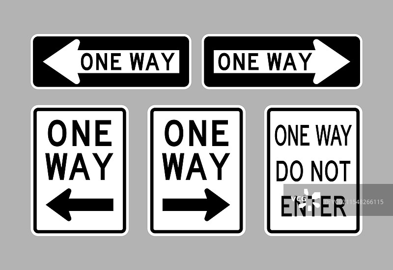 单行道标志组图片素材