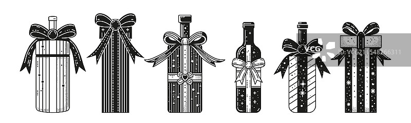 一套美丽的礼品包装，里面装有瓶子图片素材