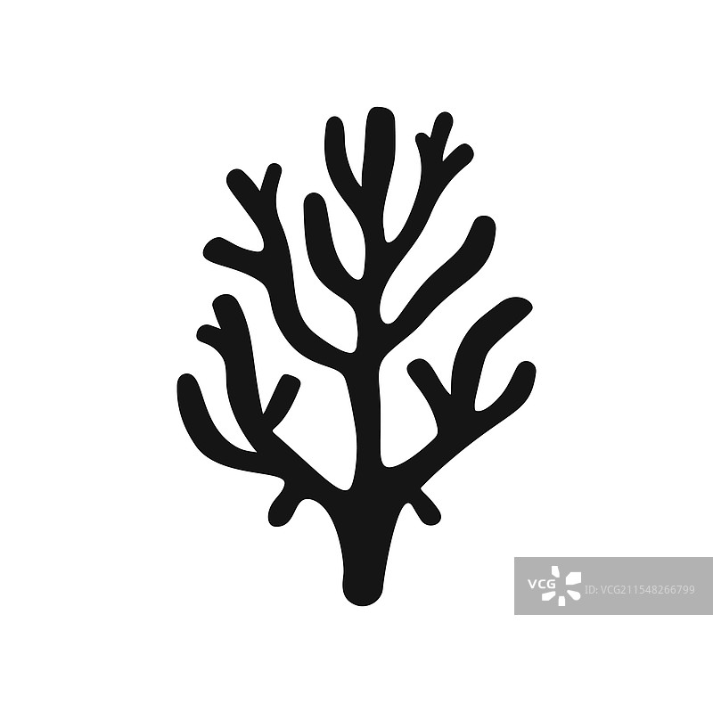 平面风格的深色珊瑚轮廓图片素材