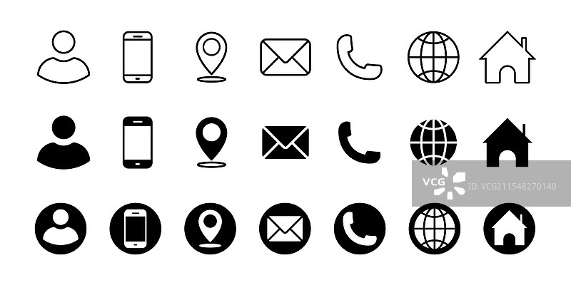 名片和网站图标集联系方式图片素材