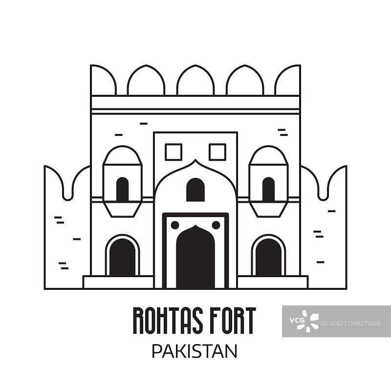 罗塔斯堡巴基斯坦旅行图标图片素材