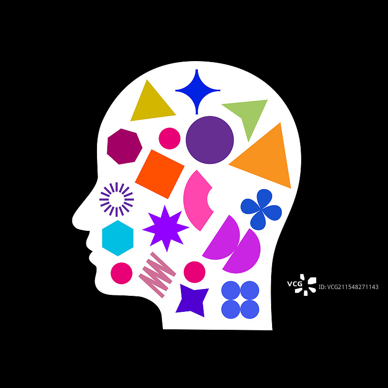 带有彩色图形的人类轮廓图片素材