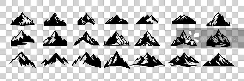 白色背景上的山脉图标集图片素材