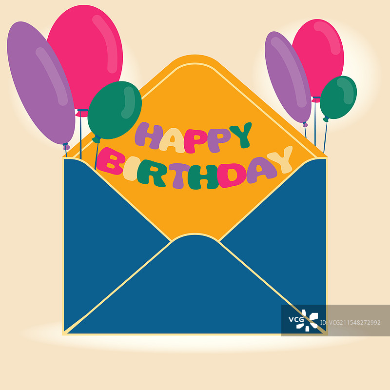 生日快乐祝福与信封图片素材