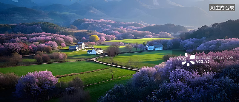 【AI数字艺术】万物复苏春暖花开花海草地图片素材
