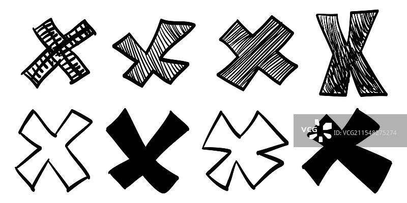手绘的叉号涂鸦集，表示错误的标志图片素材