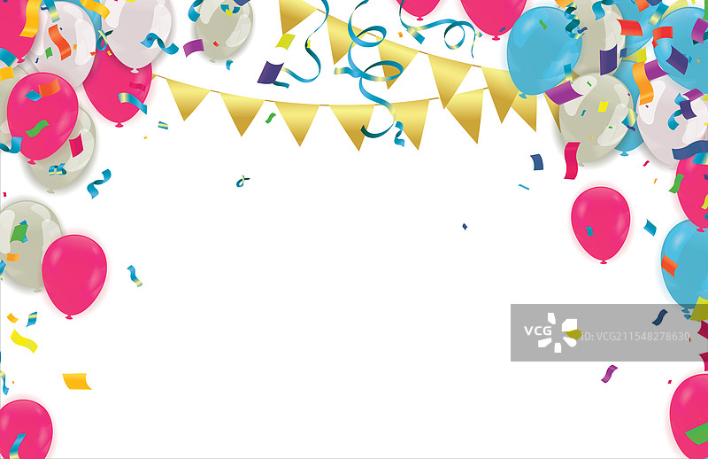 生日派对背景，配有气球和图片素材