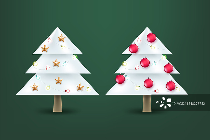 抽象的白色圣诞树与花环图片素材