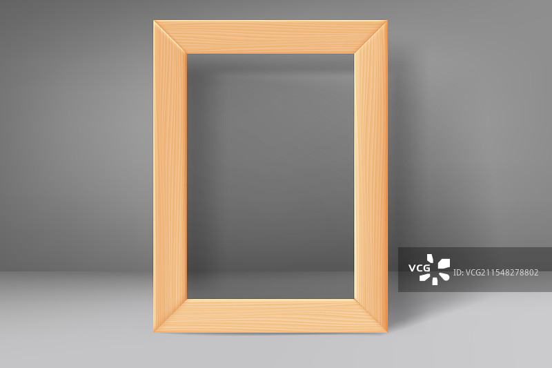 灰色室内的空白木框3D模型图片素材