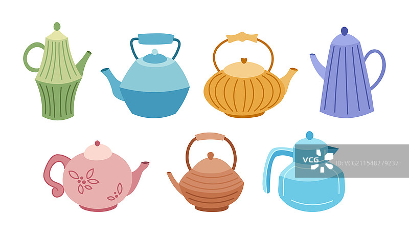 一套卡通茶壶和水壶图片素材