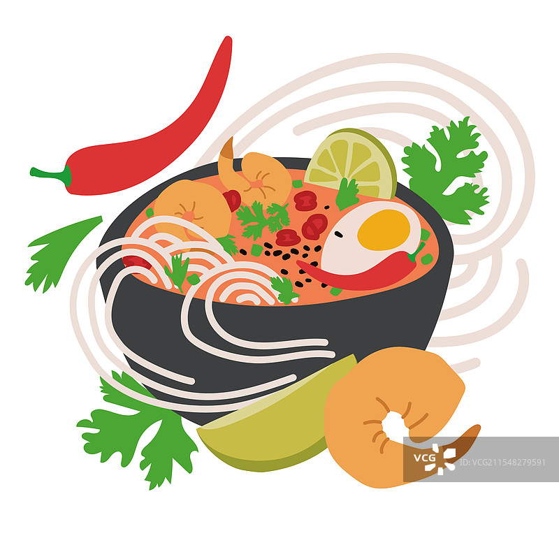 黑色碗中的叻沙汤图片素材