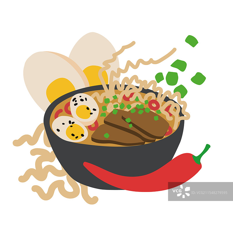 黑色碗中的拉面汤图片素材