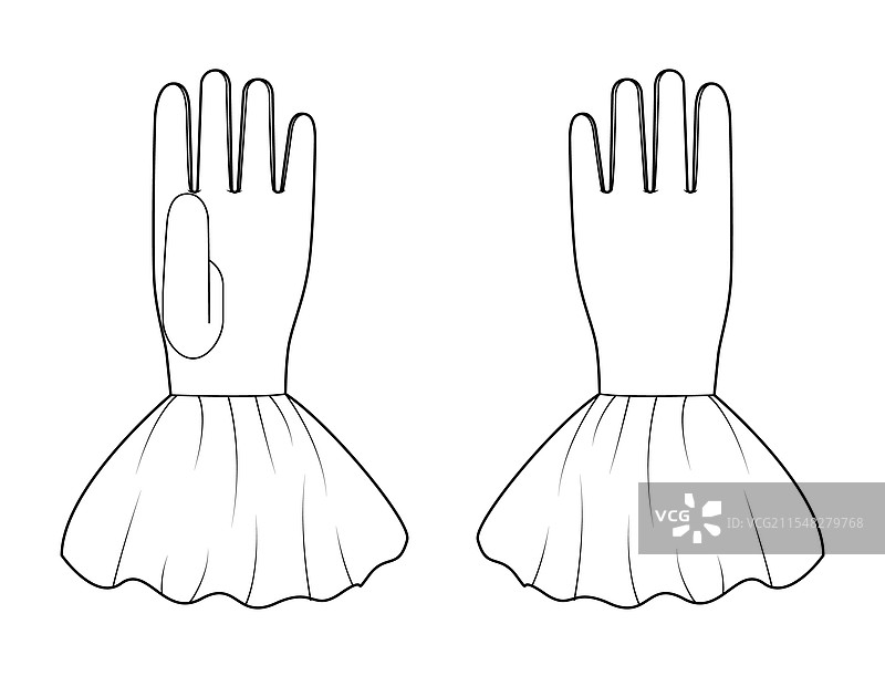 带有褶边袖口的手套，长度在手腕以上图片素材