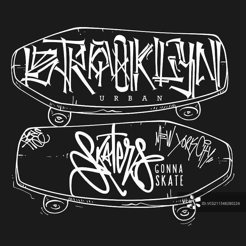 滑板字体T恤图形图片素材