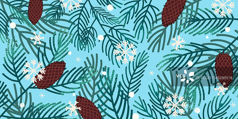 冬季美丽自然横幅与冷杉树图片素材