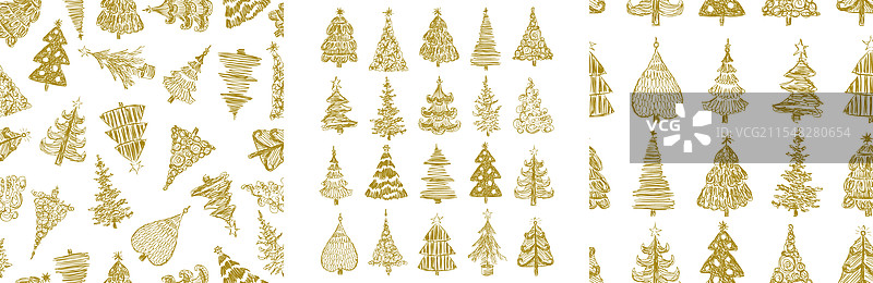 圣诞树涂鸦抽象画图片素材