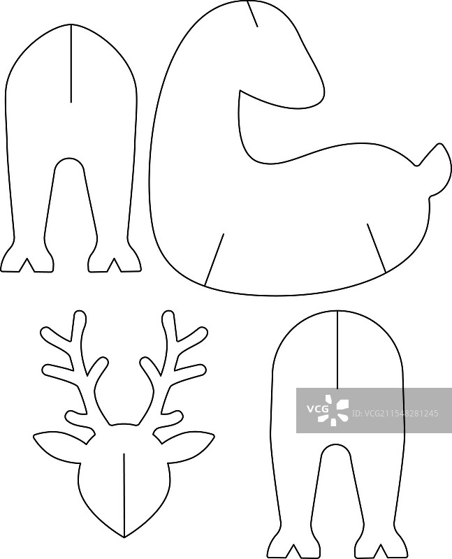 DIY动物圣诞鹿可打印模板图片素材