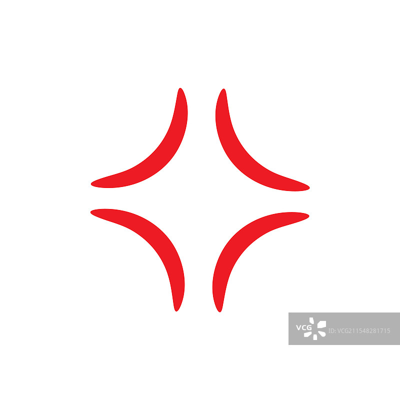 红色动漫愤怒符号图标，背景为白色图片素材