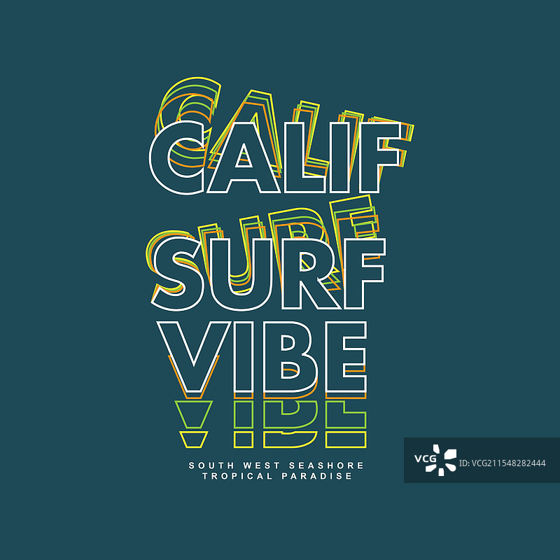 加州冲浪氛围彩色轮廓字体图片素材