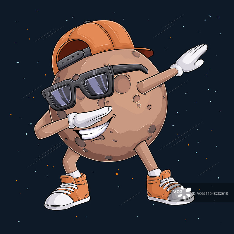 冥王星行星角色在做打嗝舞。图片素材