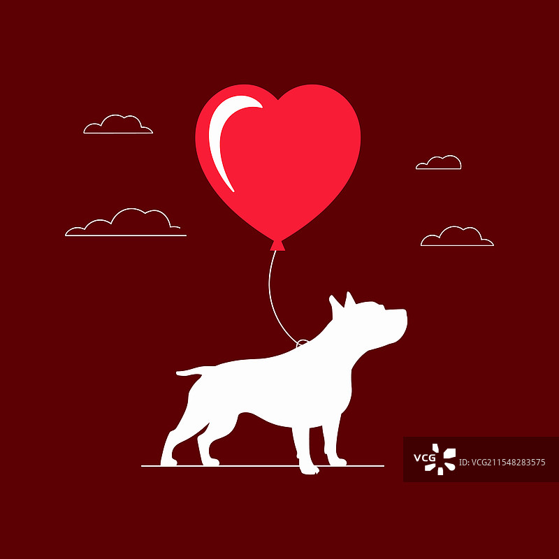 情人节斗牛犬剪影图片素材