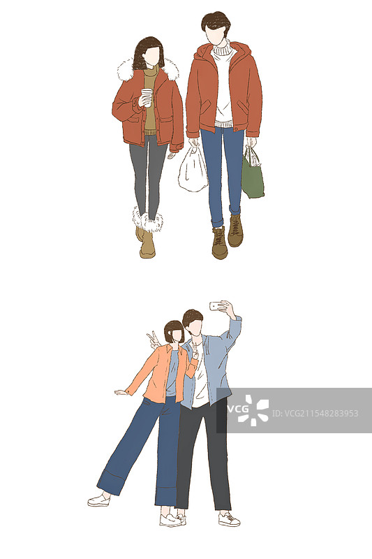 情侣间的那些小事（一起购物/一起拍照）图片素材