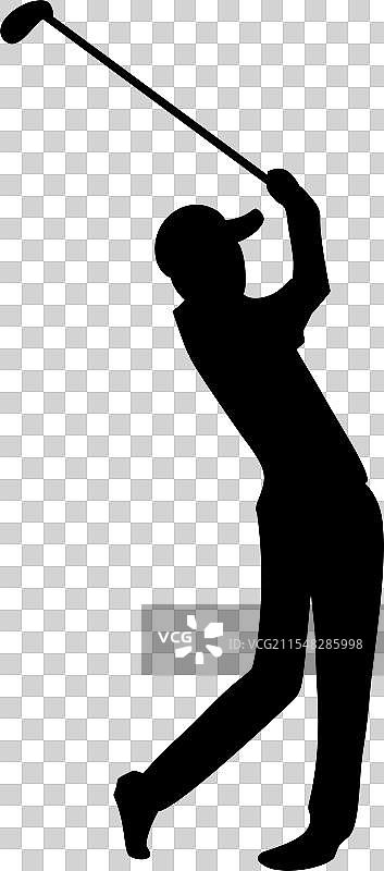 高尔夫球员的剪影，适合制作贴纸图片素材