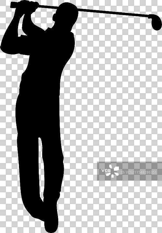 高尔夫球员的剪影，适合制作贴纸图片素材