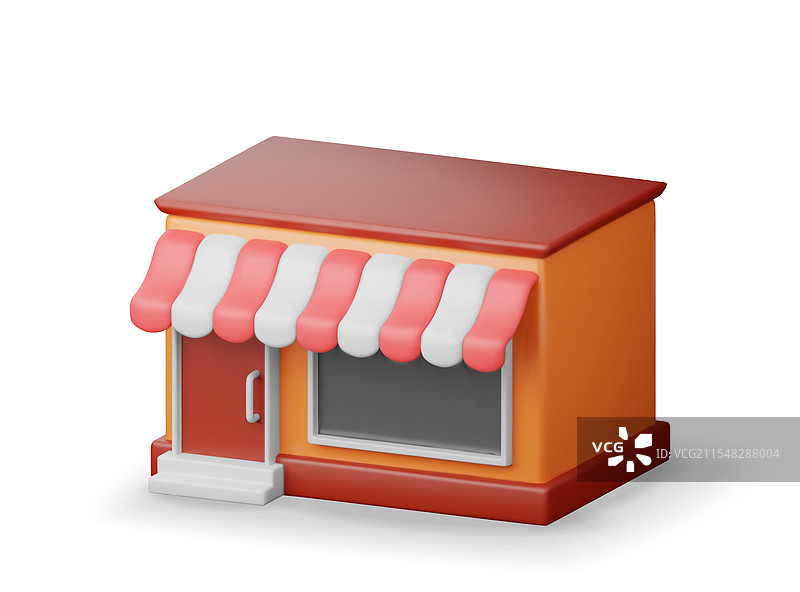 3D空荡荡的商店前面，带有窗户和门图片素材