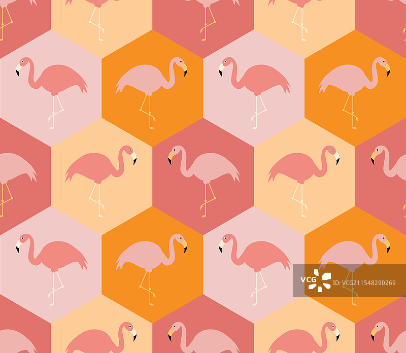 无缝的六角形火烈鸟图案图片素材