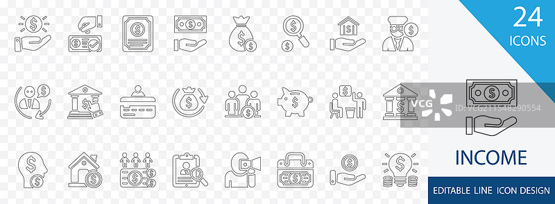 收入细线图标集图片素材