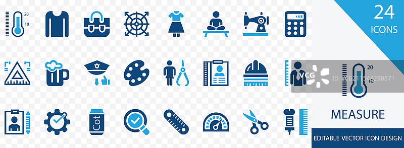 测量固体图标集图片素材