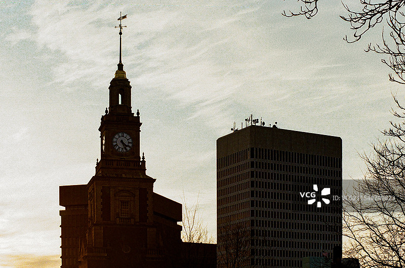 美国罗得岛州普罗维登斯冬季景色图片素材