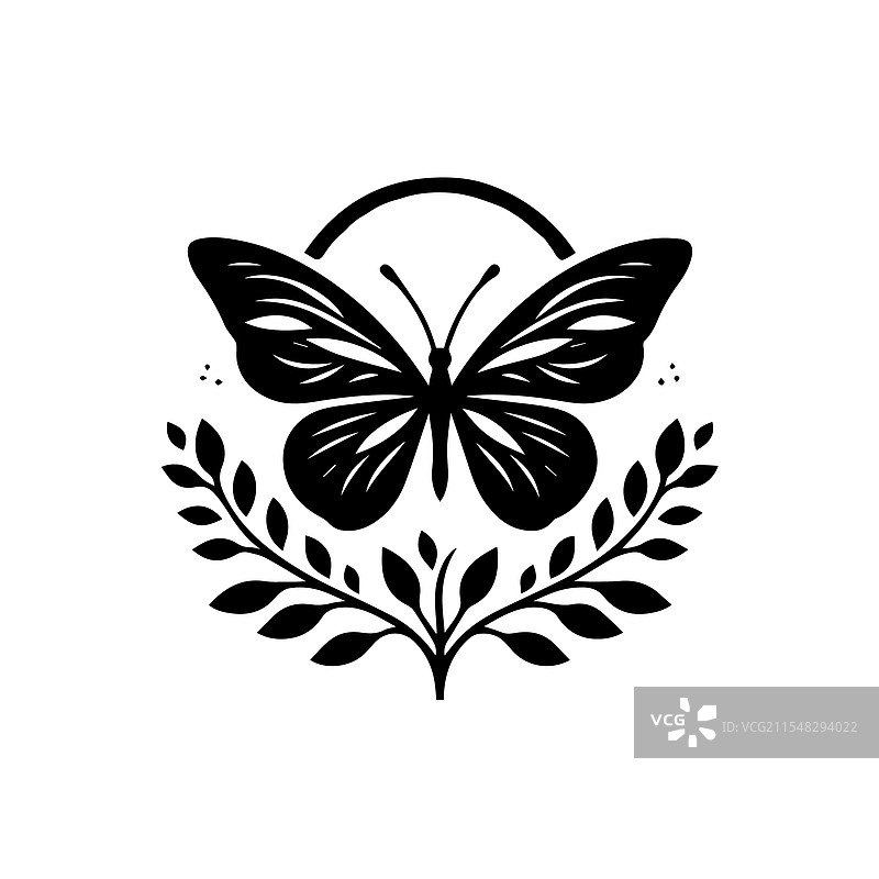 美丽的飞翔蝴蝶剪影图标图片素材