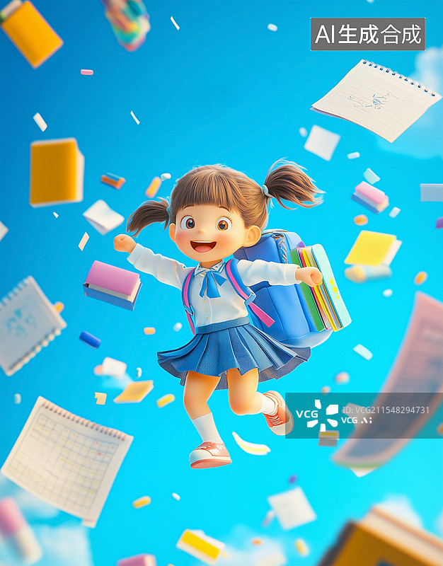 【AI数字艺术】开学季新学期上学读书学习回校返校C4D学生图片素材