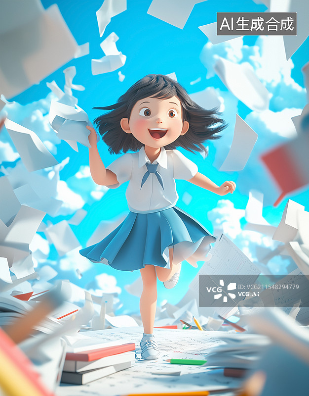 【AI数字艺术】开学季新学期上学读书学习回校返校C4D学生图片素材