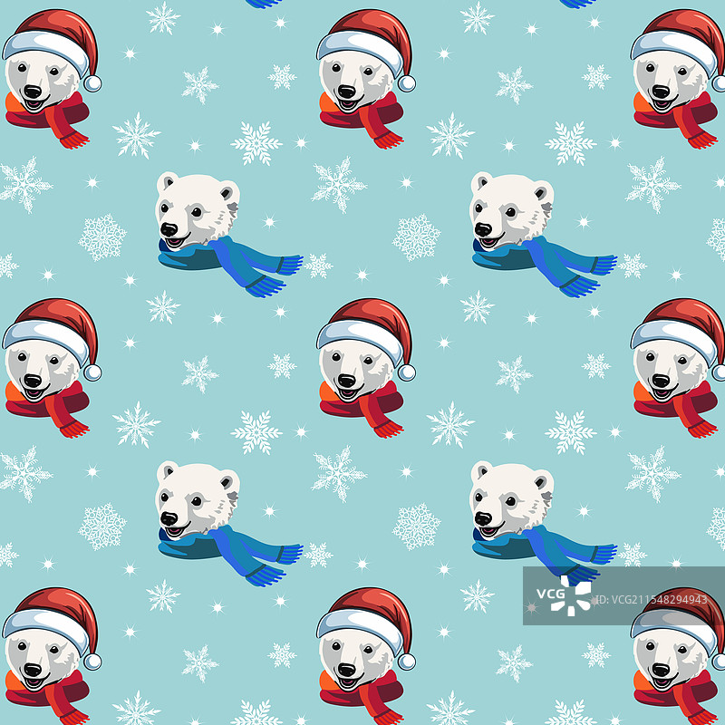 穿着毛线围巾的北极熊图片素材