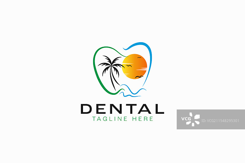 带有抽象风景的牙科标志图片素材
