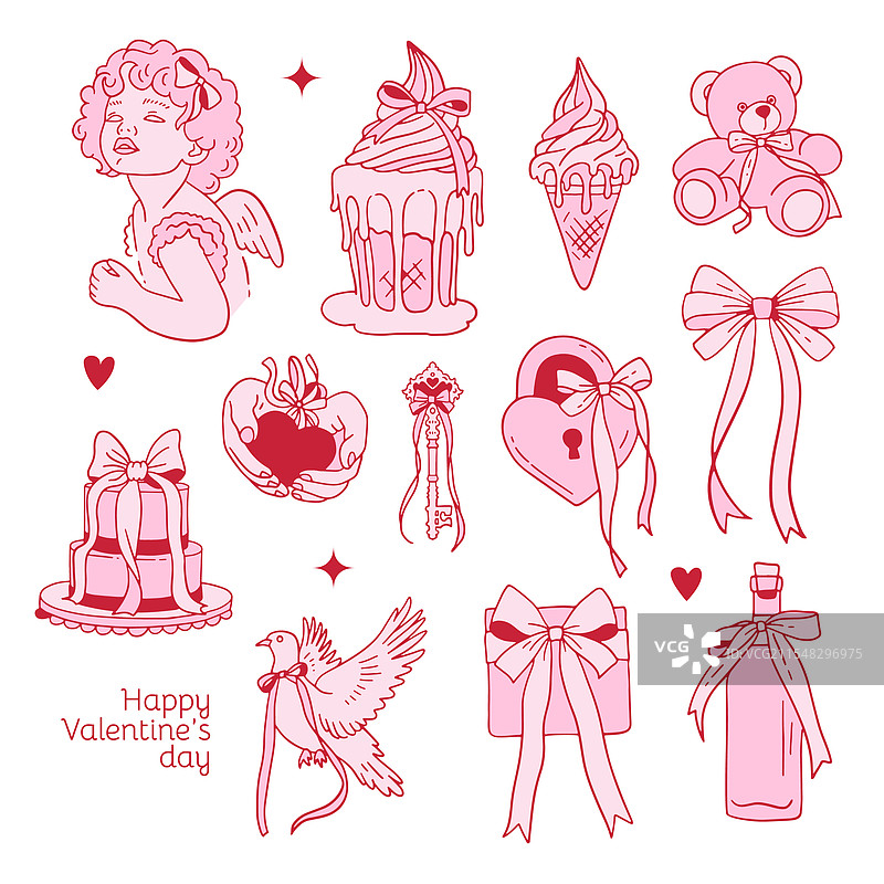 调皮的情人节元素装饰套件图片素材