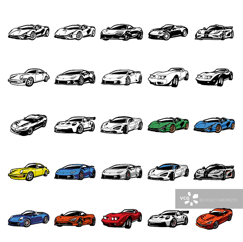 运动轿车彩色与黑白剪辑集1图片素材