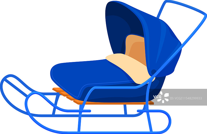 儿童冬季蓝色复古雪橇运输工具图片素材