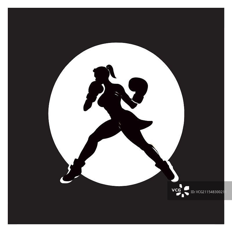 女性拳击手剪影图片素材