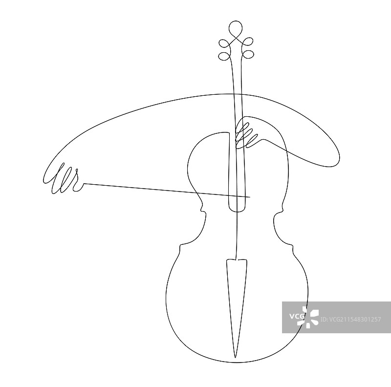 大提琴演奏者的连续线条画图片素材