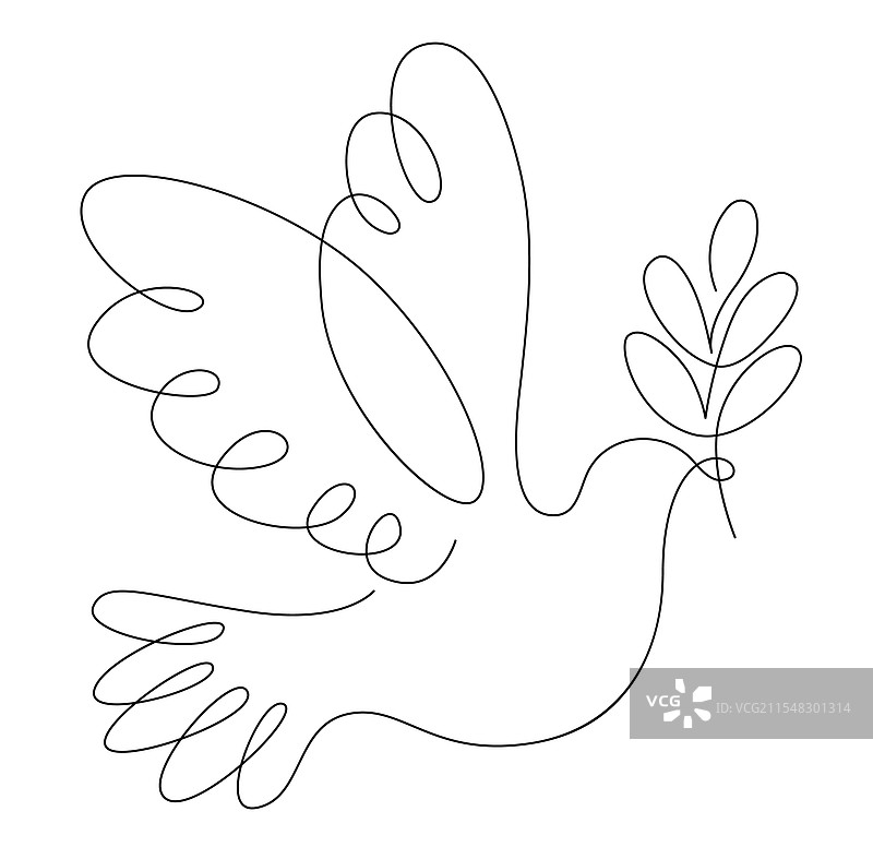 带着橄榄枝的鸽子，象征着和平与希望图片素材