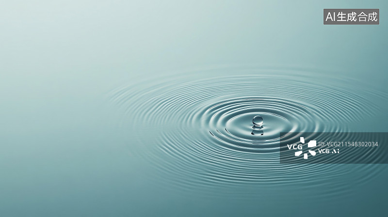 【AI数字艺术】水面上水滴泛起层层涟漪的景象图片素材