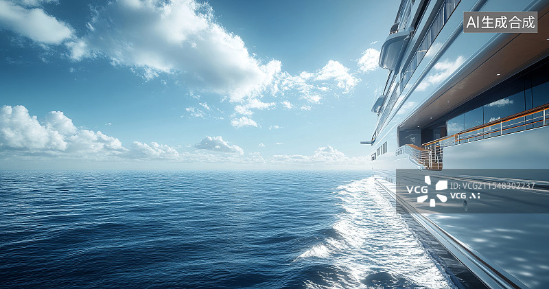 【AI数字艺术】豪华邮轮在广阔大海上航行的景象图片素材