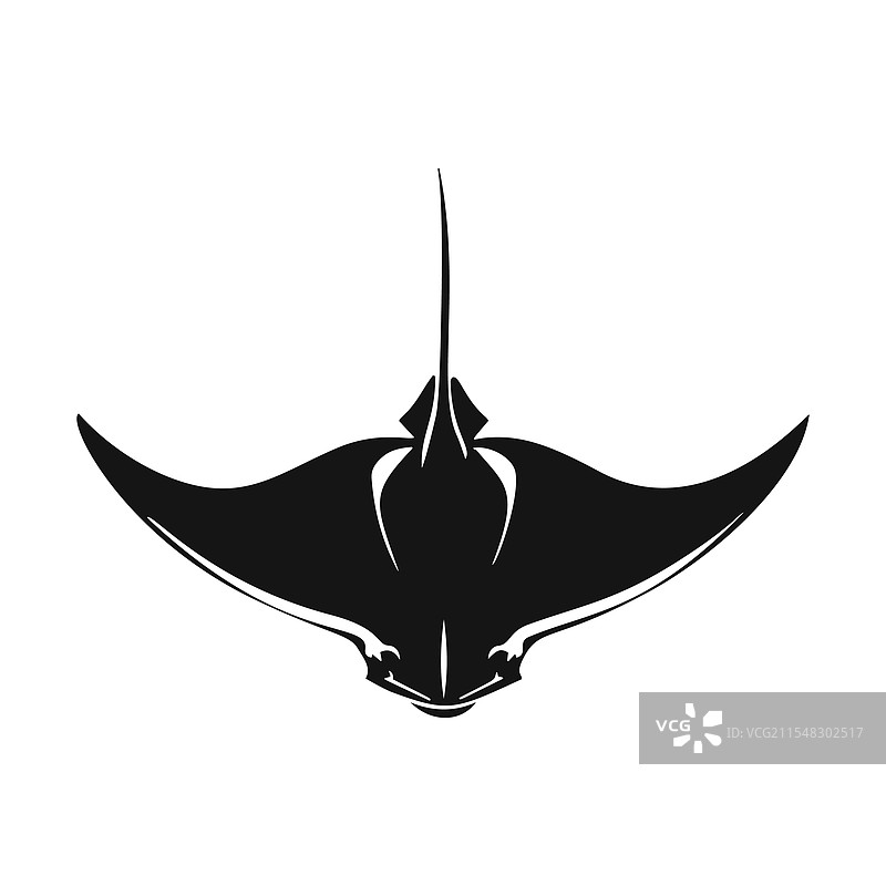 黑色的魟鱼剪影图片素材