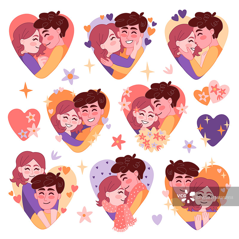 手绘情人节情侣系列图片素材