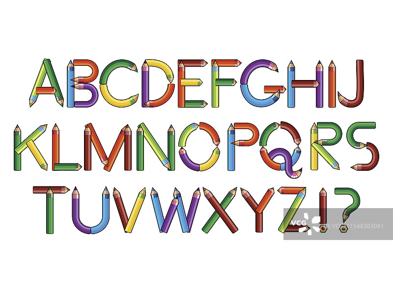 用铅笔组成的英文字母图片素材