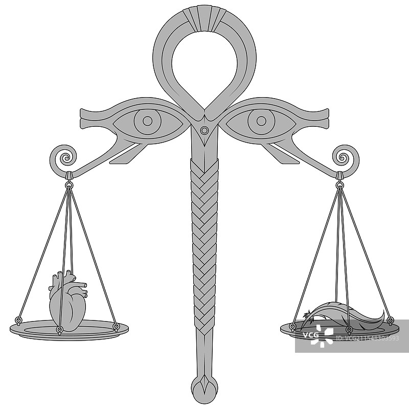 埃及天平称量心脏和羽毛图片素材